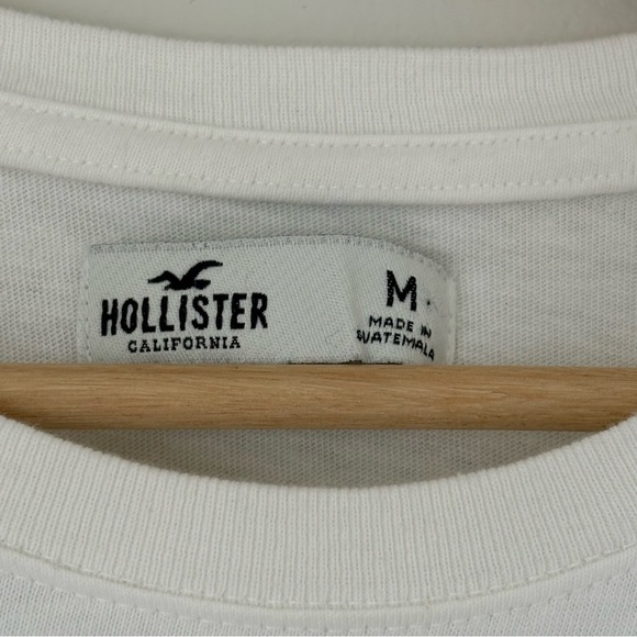White Hollister Co. cropped tee with red and navy stripes - Picture 3 of 3